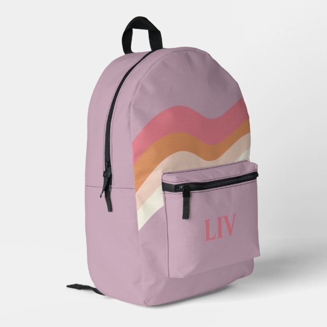 Mochila Impresa Púrpura rosa rosado retro (Esquina izquierda trasera)