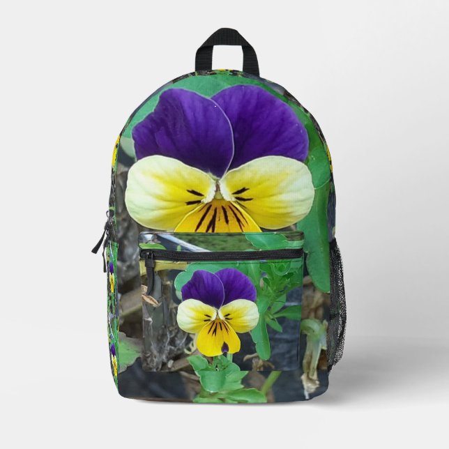 Mochila Impresa Púrpura y amarilla (Anverso)