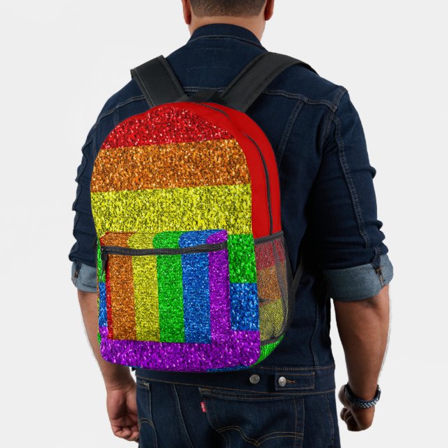 Mochila Impresa PURPURINA arcoíris vibrante de la bandera LGBT des (Insitu (Modelo))