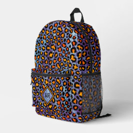 Mochila Impresa Purpurina Azul Patrón Leopardo Impresión de chita