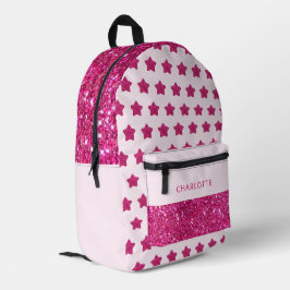 Mochila Impresa Purpurina curado rosado de vuelta a la escuela
