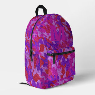 Mochila Impresa Purpurina de camuflaje rosa caliente Monogramado a