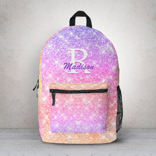 Mochila Impresa Purpurina de imitación amarillo pálido oscuro irid