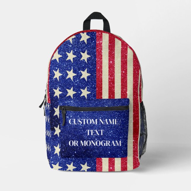 Mochila Impresa Purpurina de nombres personalizados de diseño de b (Anverso)