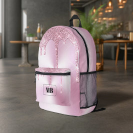 Mochila Impresa Purpurina metálico rosa Drip Monogramado