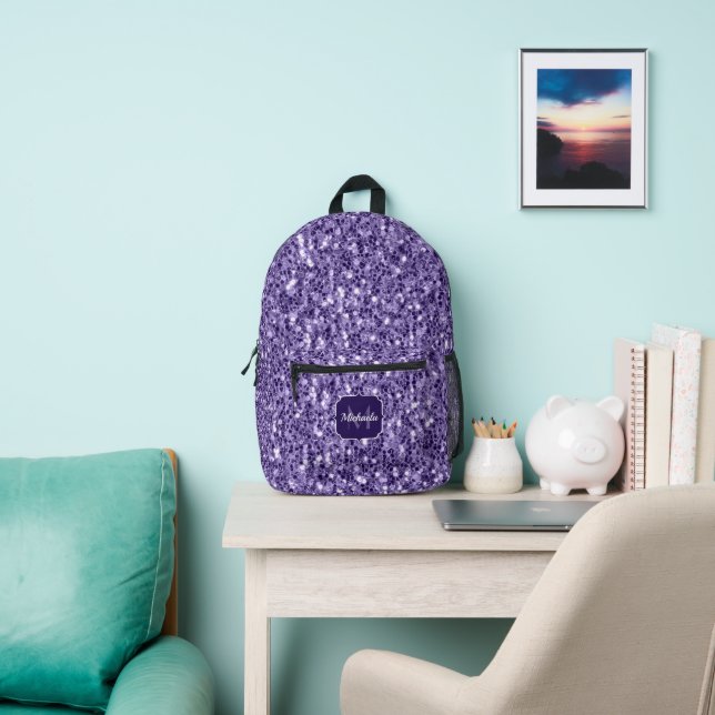 Mochila Impresa Purpurina morado ultravioleta chispa Monograma (in situ)