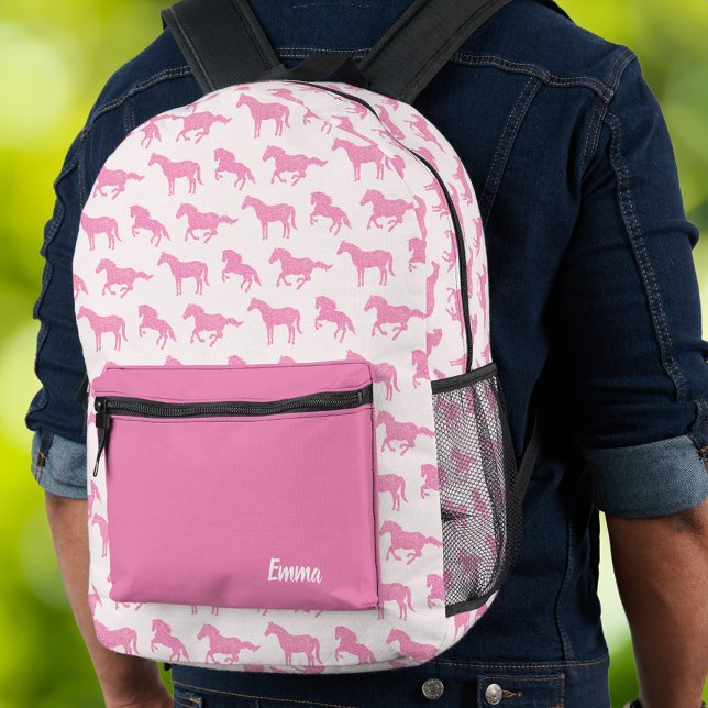 Mochila Impresa Purpurina Rosa Caballo Niña Pequeña Escuela de Nom (Subido por el creador)