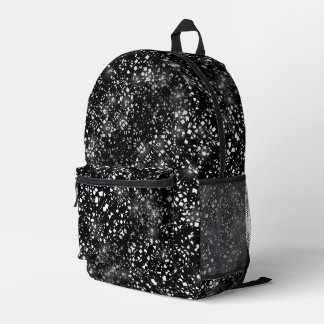 Mochila Impresa Purpurina Silver Faux Glass Sparkle en negro