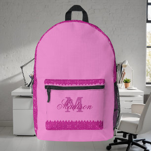 Mochila Impresa Purpurina zigzag, monograma