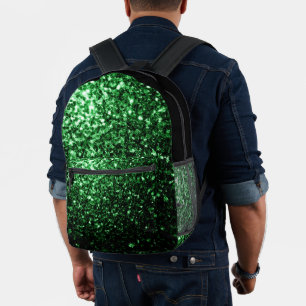 Mochila Impresa Purpurinas de imitación verde oscuro brillan y neg