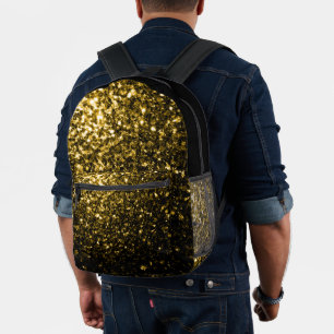 Mochila Impresa Purpurinas falsos amarillo dorado brillan y negro