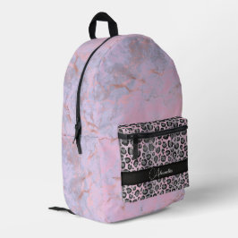 Mochila Impresa Purpurinoso de leopardo rosa de mármol de Rubor pe