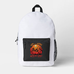 Mochila Impresa Qué pasa vida Halloween Gatos negros Zombies Tumba