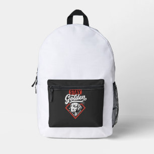 Mochila Impresa Quédate dorado Retriever dorado perro retro