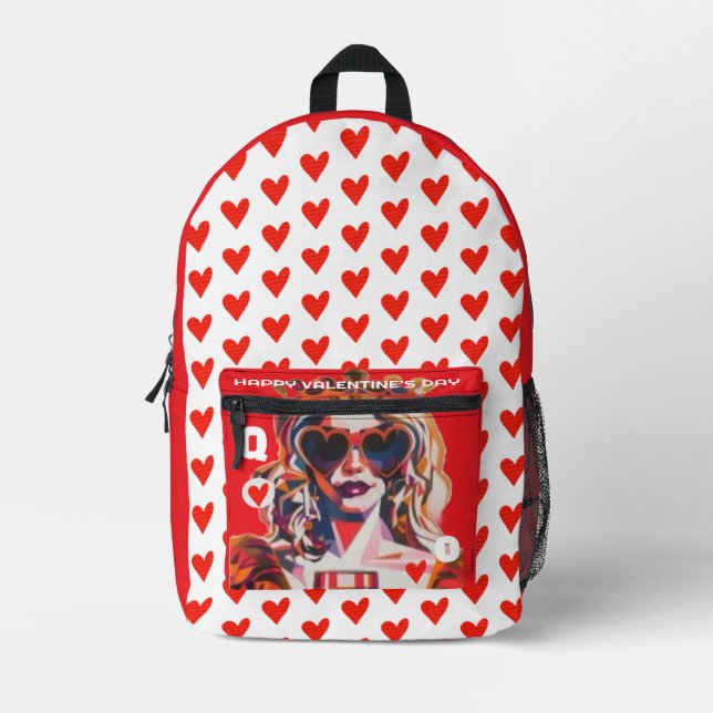 Mochila Impresa Queen of Hearts Pop Art  (Anverso)