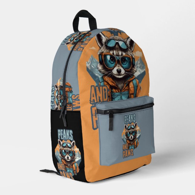 Mochila Impresa Raccoon urbano con vibraciones de aventura (Esquina izquierda trasera)
