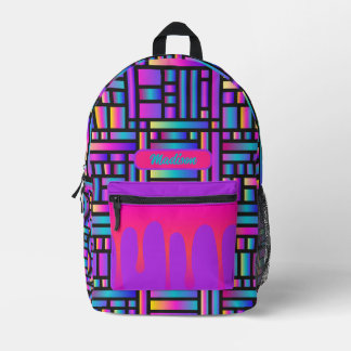 Mochila Impresa Rainbow Grid Glow Personalized Drip Pocket Edition
