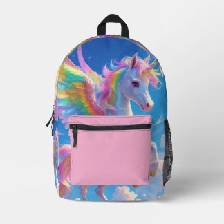 Mochila Impresa Rainbow Winged Prancing Unicorn 