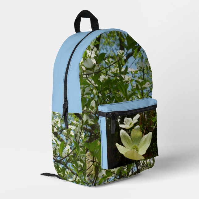 Mochila Impresa Ramas de Dogwood florecen árboles de primavera (Esquina izquierda trasera)