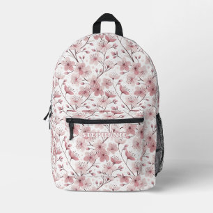 Mochila Impresa Ramas florales blancas Flor de rosa romántica