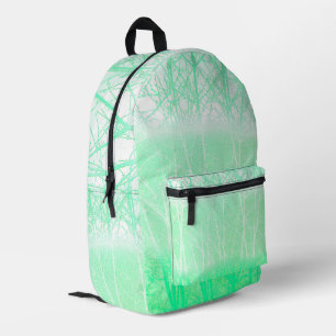 Mochila Impresa Ramas Verdes Menta Niebla Helada