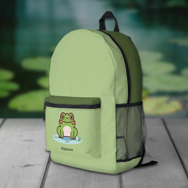 Mochila Impresa Rana Cute (Cute Frog Green Backpack)