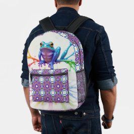 Mochila Impresa Rana de artista vibrante encantada