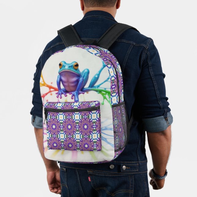 Mochila Impresa Rana de artista vibrante encantada (Insitu (Modelo))