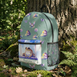 Mochila Impresa Rana de color de agua de Woodland en una escuela d