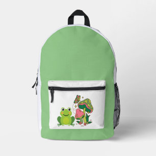 Mochila Impresa rana linda, setas y mariposa