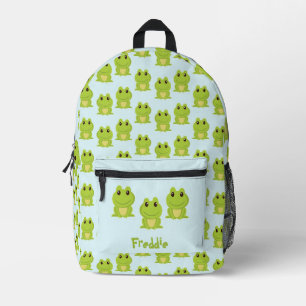 Mochila Impresa Rana verde suave en azul