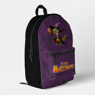 Mochila Impresa Raptor de Halloween lindo/bruja de dinosaurio