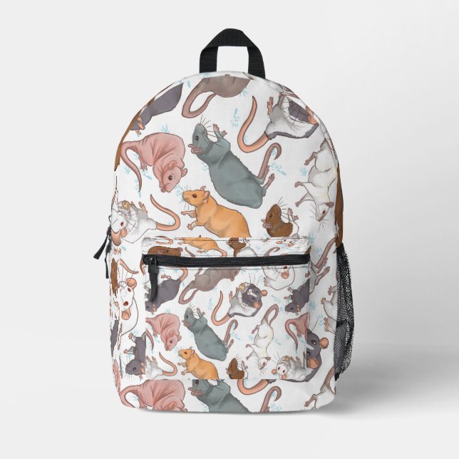 Mochila Impresa Rata Mischief En Fondo Editable (Anverso)
