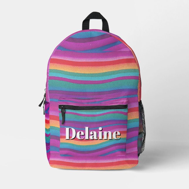 Mochila Impresa Rayas Arcoíris Horizontales (Anverso)