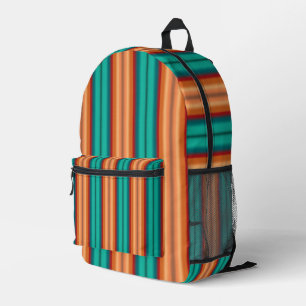 Mochila Impresa Rayas arcoiris turquesa roja, Naranja suroeste