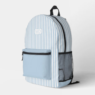 Mochila Impresa Rayas azul claro monogramadas personalizadas