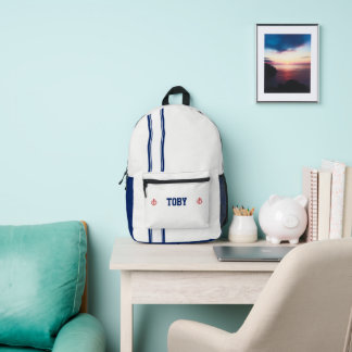 Mochila Impresa Rayas azules náuticas personalizadas