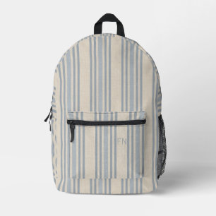 Mochila Impresa Rayas Azules Simples con Inicial Monogramada