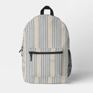 Mochila Impresa Rayas Azules Simples con Inicial Monogramada
