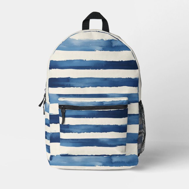 Mochila Impresa Rayas Blancas Azules (Anverso)