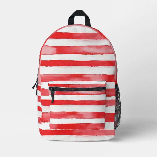 Mochila Impresa Rayas Blancas Rojas (Anverso)