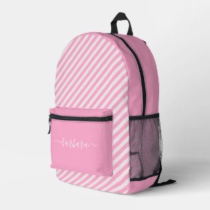 Mochila Impresa Rayas blancas rosadas
