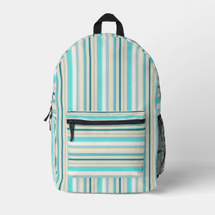 Mochila Impresa Rayas blancas y aqua lindas