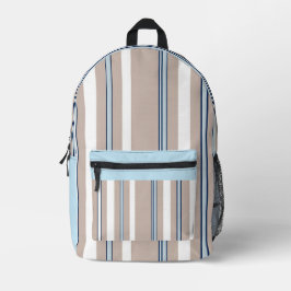 Mochila Impresa Rayas clásicas beige, blanco y azul 