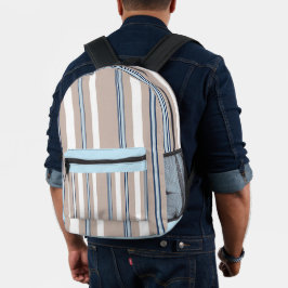 Mochila Impresa Rayas clásicas beige, blanco y azul 