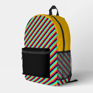 Mochila Impresa Rayas coloridas con negro sólido y mostaza