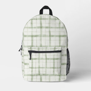 Mochila Impresa Rayas de Cuadros de Crema Verde