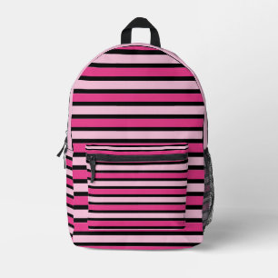 Mochila Impresa Rayas de Moda cúrcuma rosadas y negras