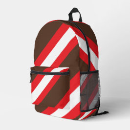 Mochila Impresa Rayas de sesgo marrón, rojo y blanco