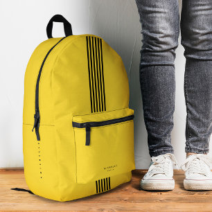 Mochila Impresa Rayas Deportivas De Estilo Amarillo A Escuela